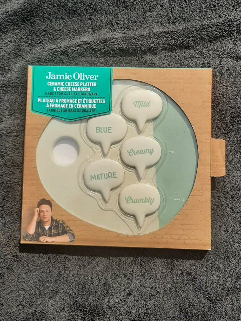 Jamie Oliver Ceramic Cheese Platter and Cheese Markers